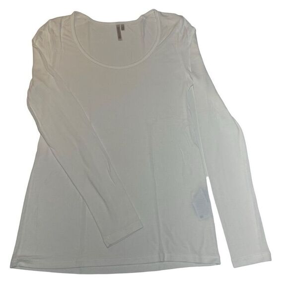 Banana Republic White Scoop Neck Long Sleeve Tee - Picture 1 of 6